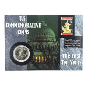 1989 Congress Bicentennial Half Dollar & Bicentennial House of Rep. Stamp Set